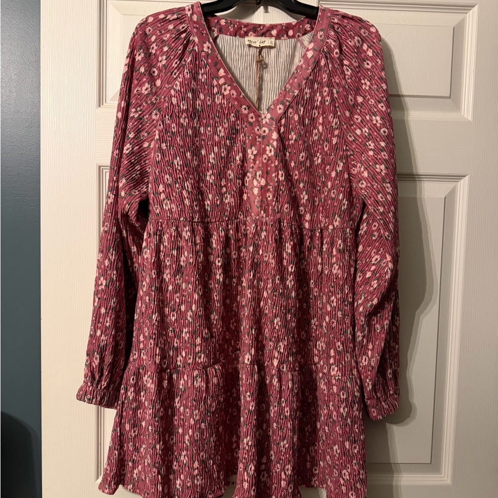 NWT! Floral V-Neck Long Sleeve Dress size Large